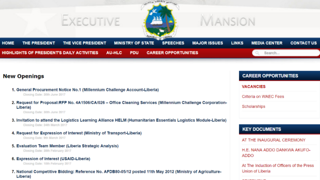 A screenshot of the Executive Mansion website.