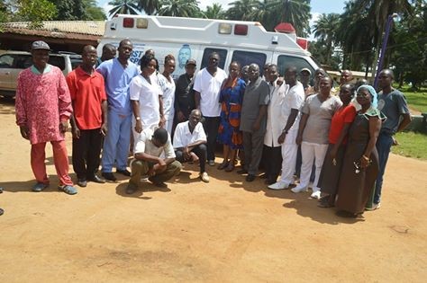 Donated ambulance and staff of the hospital. Photo: Chester Dolo