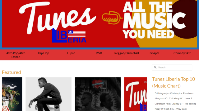 A screenshot of the Tunes Liberia website.